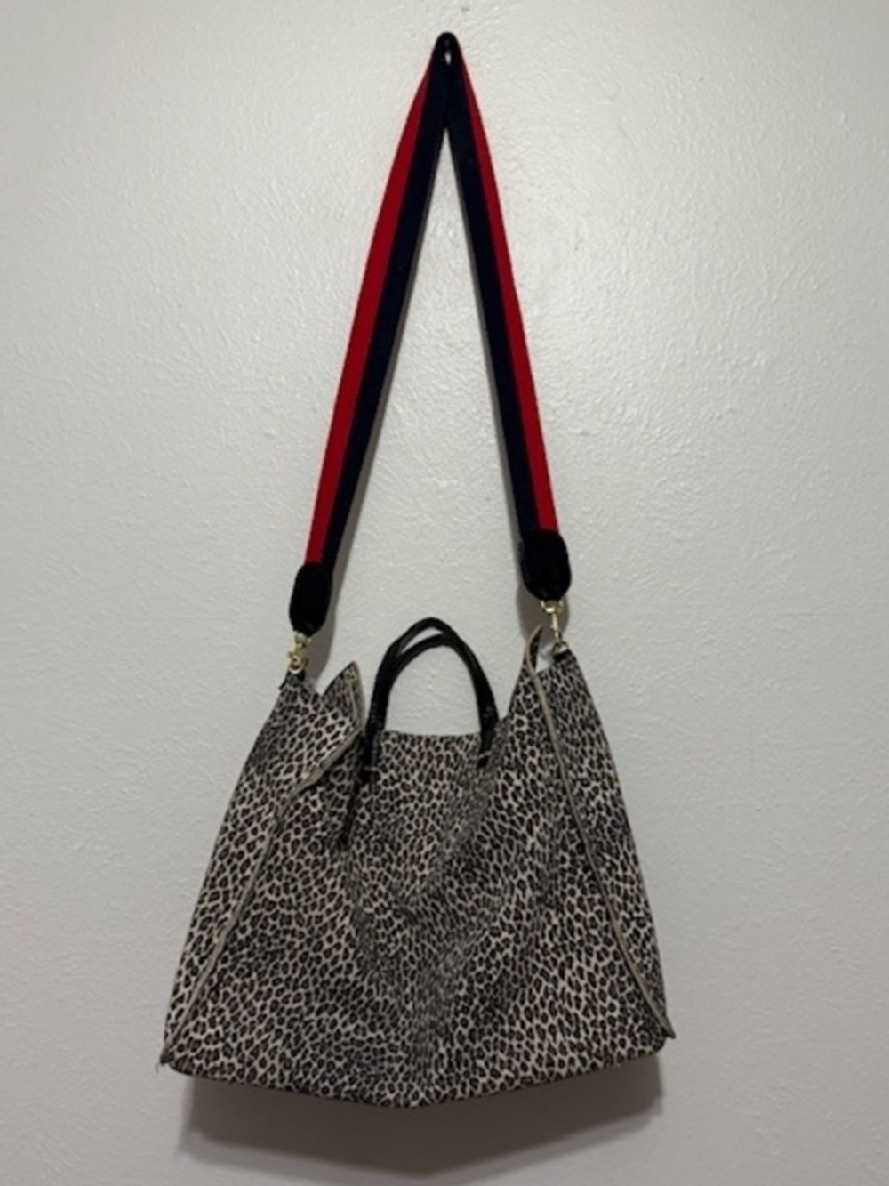 Clare V Marcelle Suede Simple Tote Leopard Print Large Shoulder Bag - Picture 3 of 7
